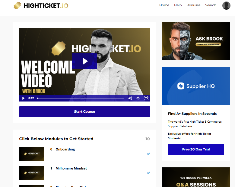 High Ticket E-Commerce Program course